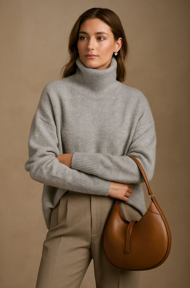 Women's Merino Wool Roll Neck Jumper Knit Pullover Sweater