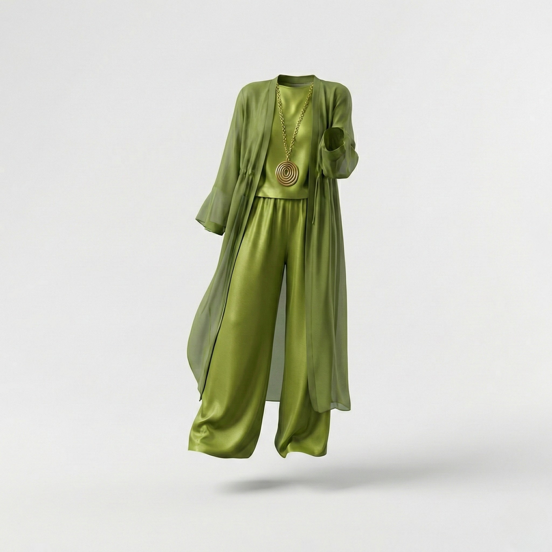Women's Chiffon 3 Piece Co-ord Trouser Set