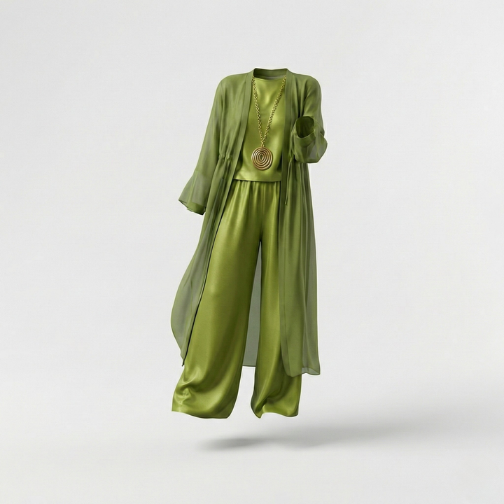 Women's Chiffon 3 Piece Co-ord Trouser Set