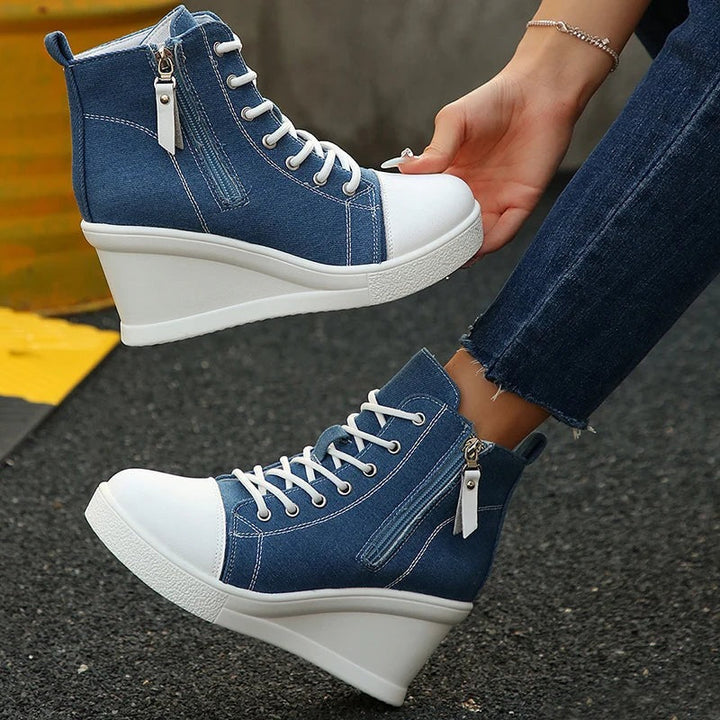 Women’s Canvas Platform Hidden-Wedge Sneakers