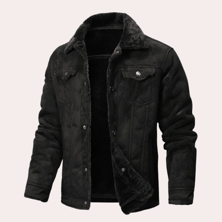 Men's Fleece Leather Jacket Outerwear Bomber Coat