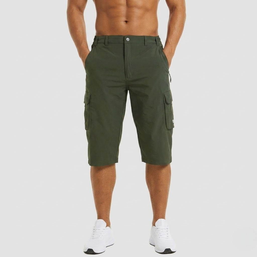 Men's Nylon Ripstop 3/4 Length Cargo Hiking Shorts