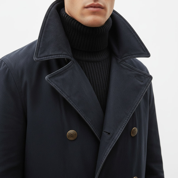 Caban classique pour homme en mélange de laine, à double boutonnage