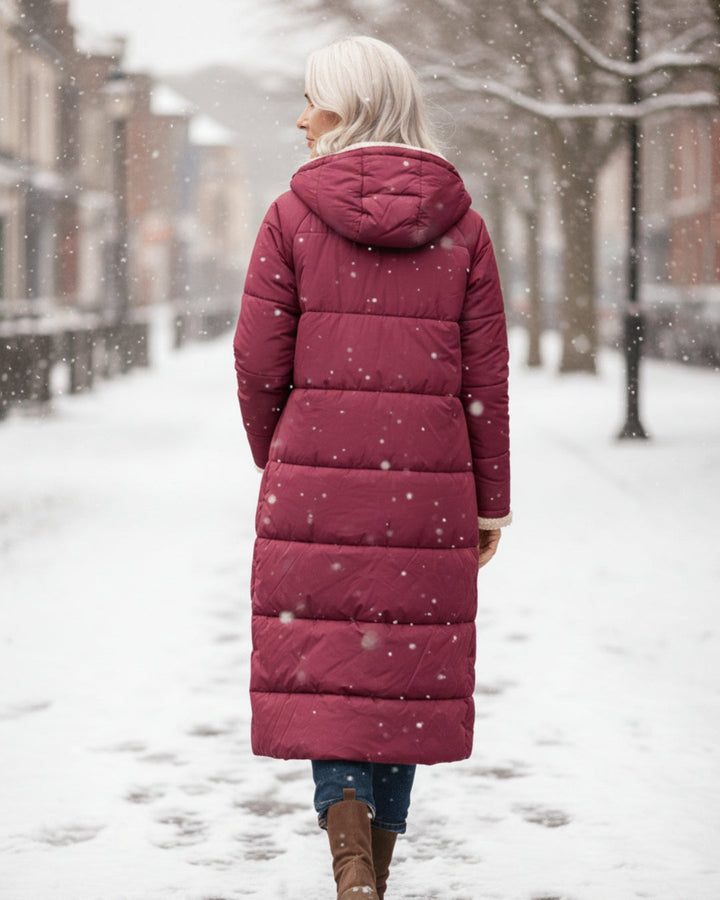 Women’s Long Hooded Fleece-Lined Puffer Coat