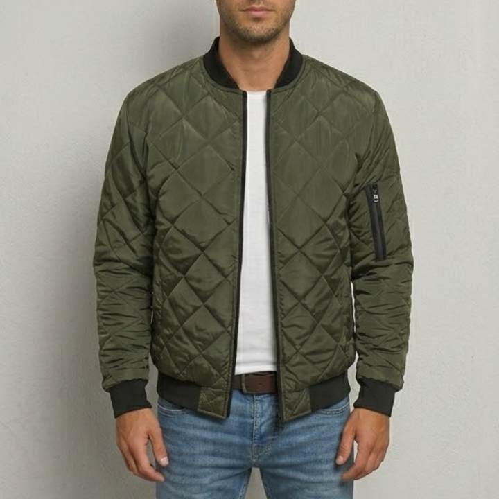 Men's Quilted Fleece Bomber Jacket Premium Transitional Outerwear