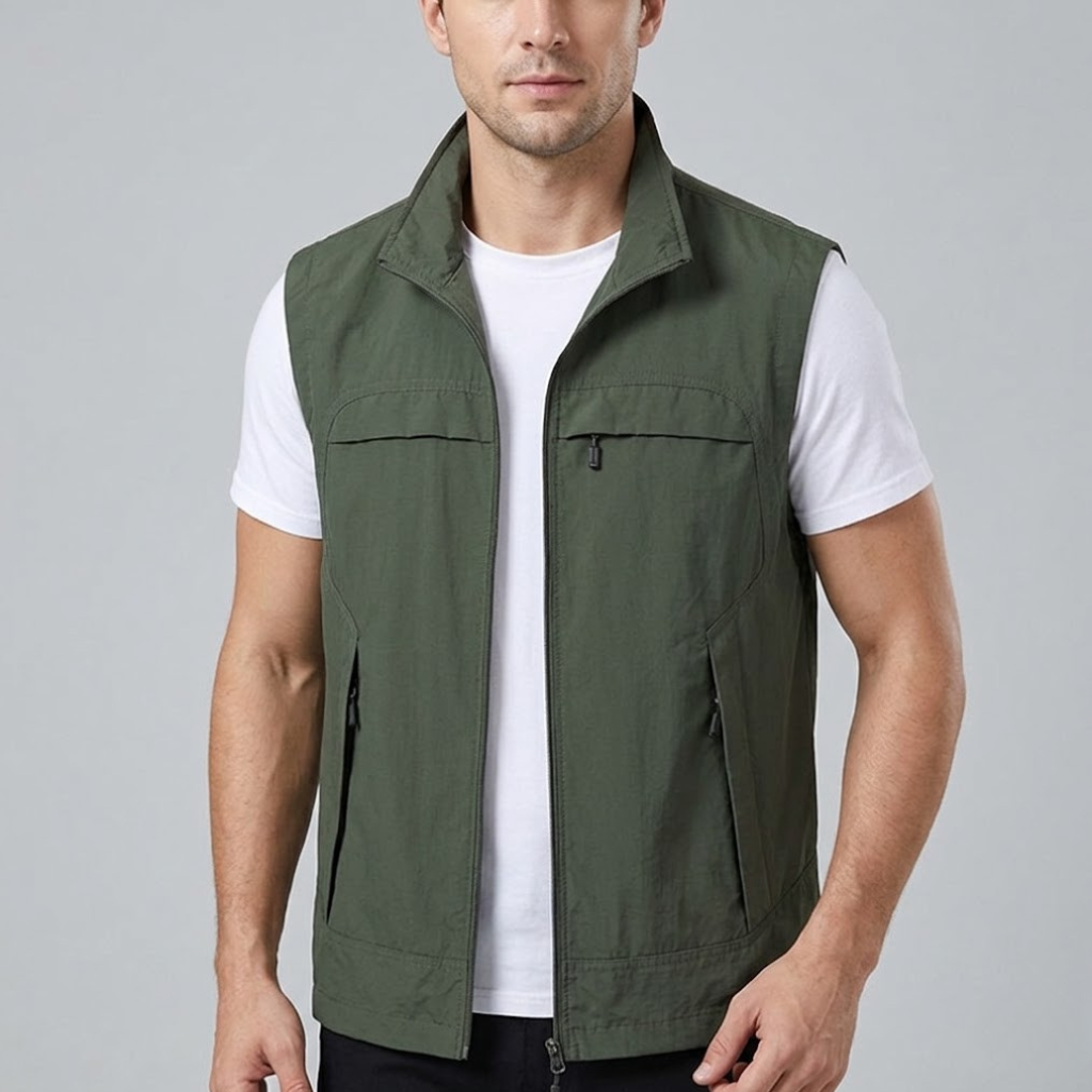 Men's Nylon Lightweight Utility Gilet Outdoor Hiking Waistcoat