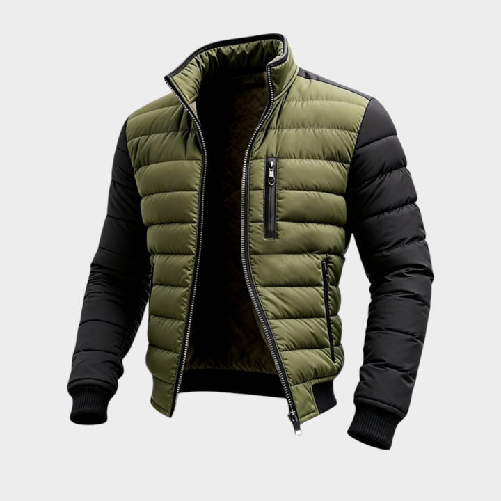 Men’s Nylon Padded Contrast-Sleeve Zip Jacket