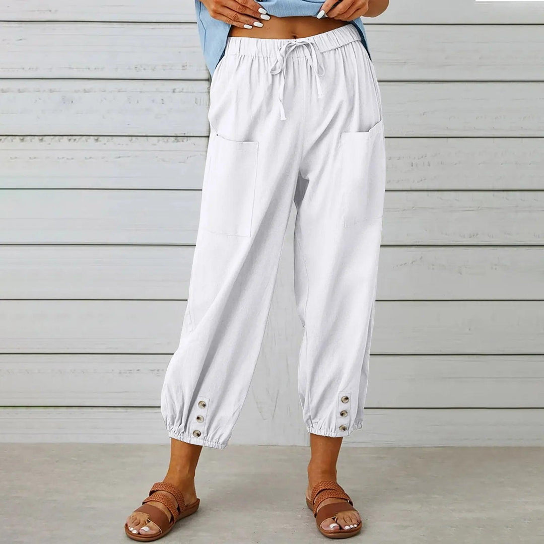 Women's Linen Trousers Relaxed Fit Joggers