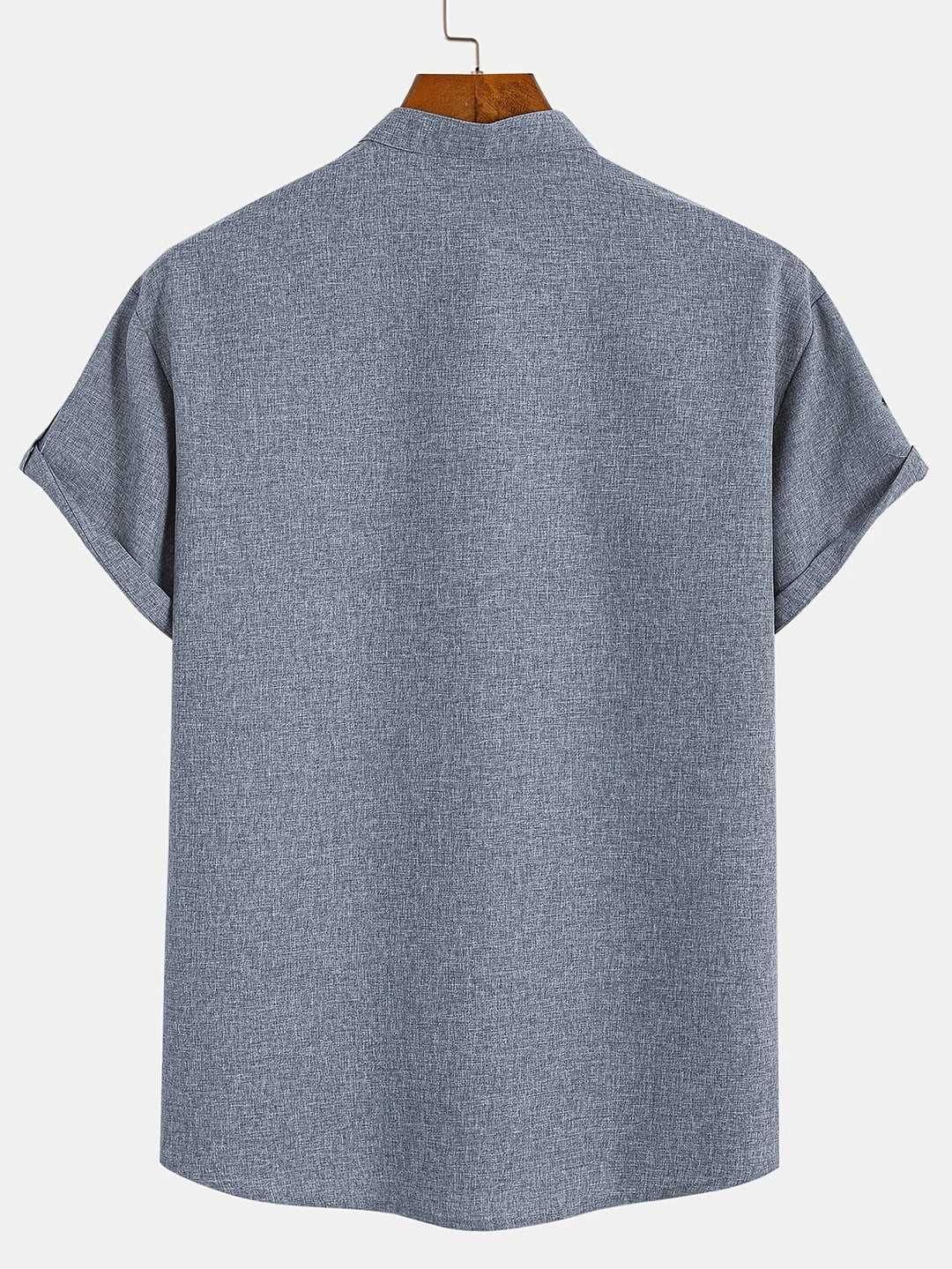 Men Henley Linen Shirt Casual Short Sleeve Cross Graphic Tee