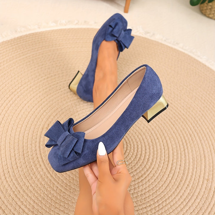 Women's Leather Low Block-Heel Pumps