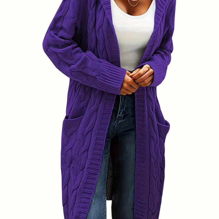 Cardigan oversize tricoté pour femme, ouvert sur le devant
