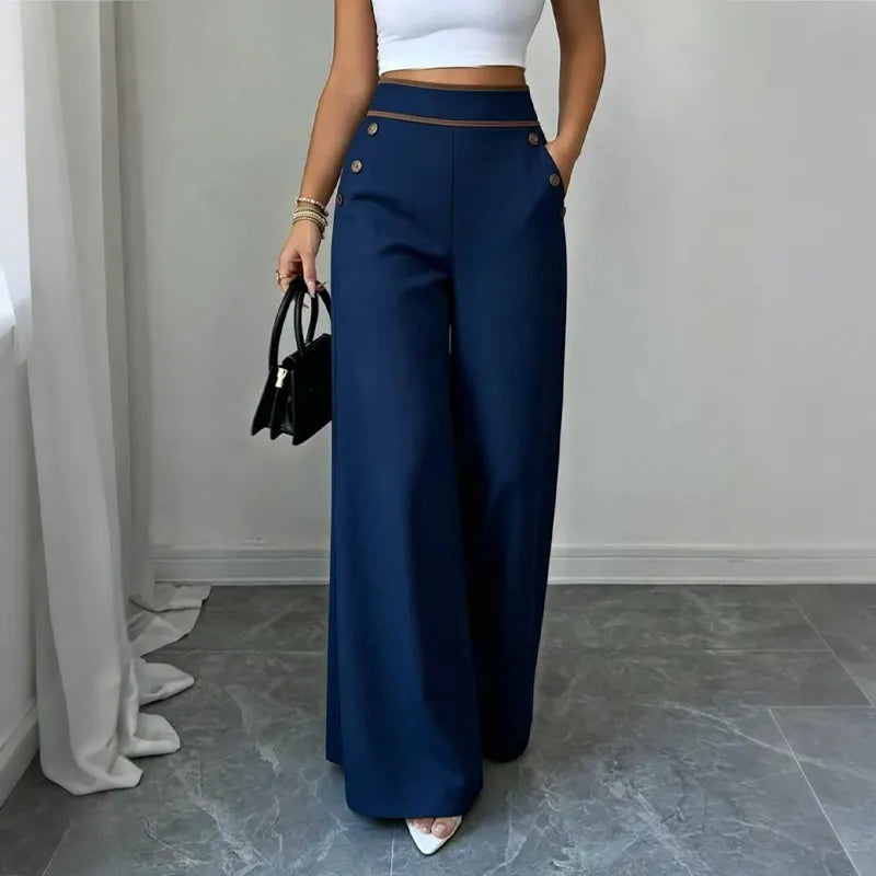 Women's Rayon Blend High Rise Wide Leg Sailor Trousers