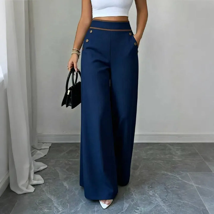 Women's Rayon Blend High Rise Wide Leg Sailor Trousers