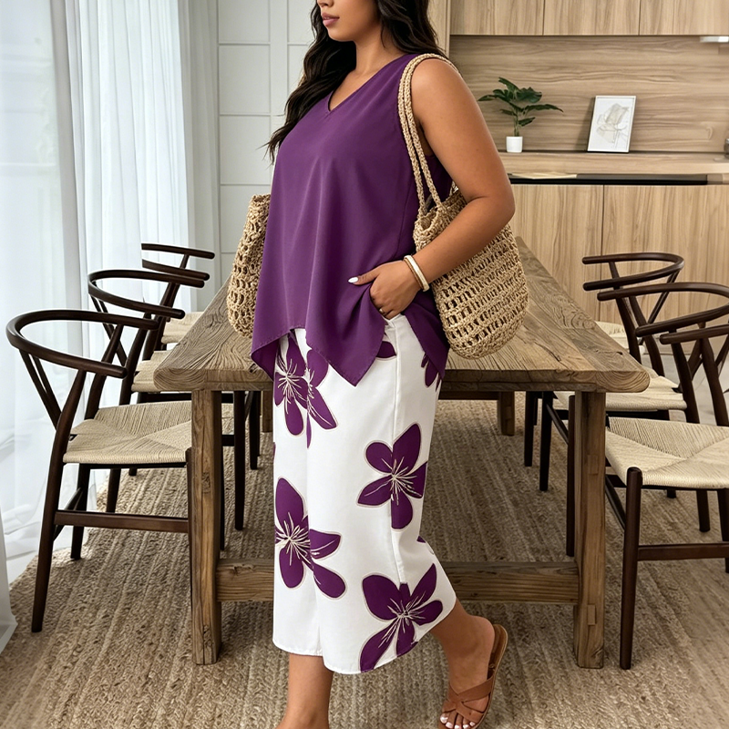 Women’s Linen Asymmetric Top & Capri Co-Ord Set
