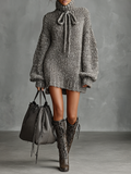Women's Knit Sweater Dress Turtleneck Long Sleeve Knitwear
