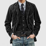 Men's Corduroy Blazer Notched Lapel Regular Fit Sports Jacket Suit Coat