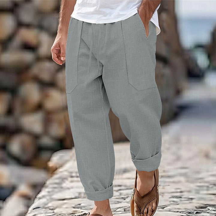 Men's Linen Trousers Relaxed Fit Casual Pants