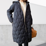 Women's Long Quilted Hooded Fleece Coat