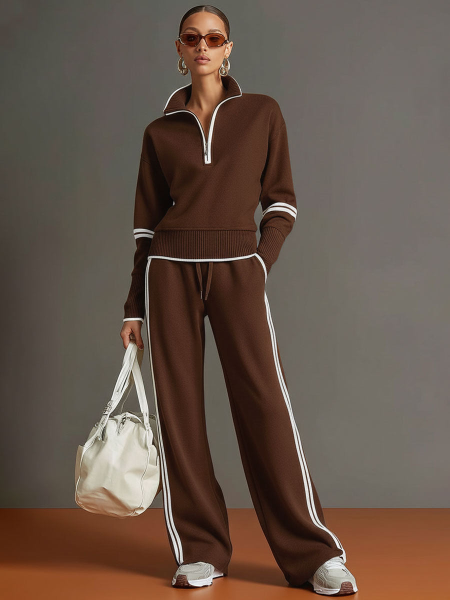Women's Knit Two-Piece Wide Leg Lounge Set