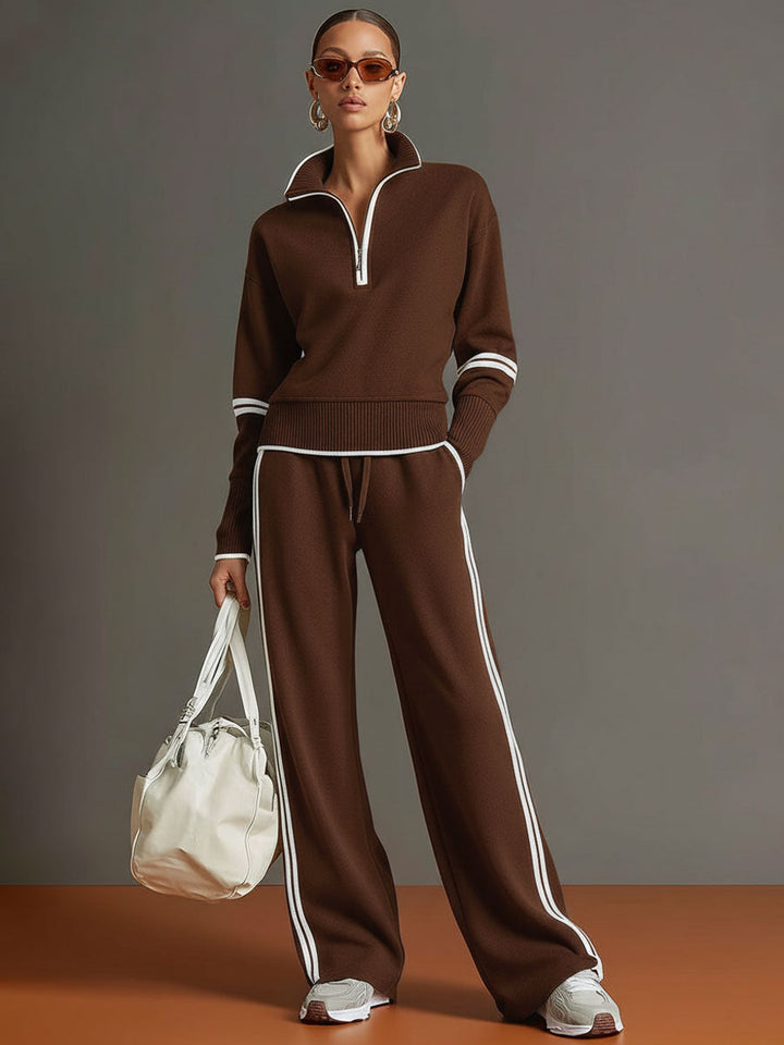 Women's Knit Two-Piece Wide Leg Lounge Set
