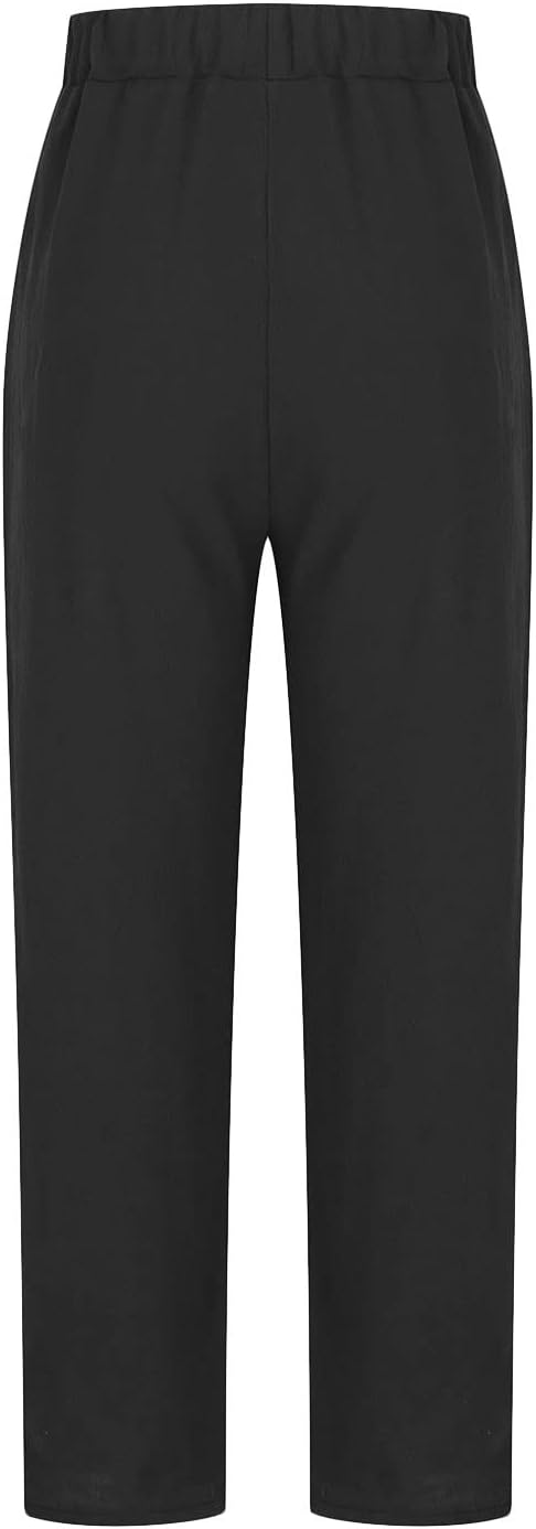 Cotton Linen Women's Casual Trousers Wide Leg Summer Pants