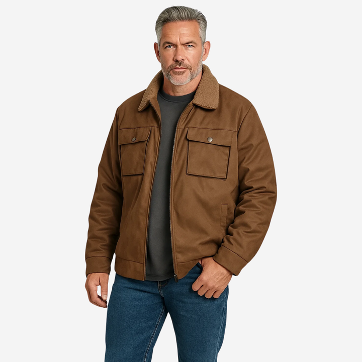 Men's Fleece Lined Faux Leather Jacket