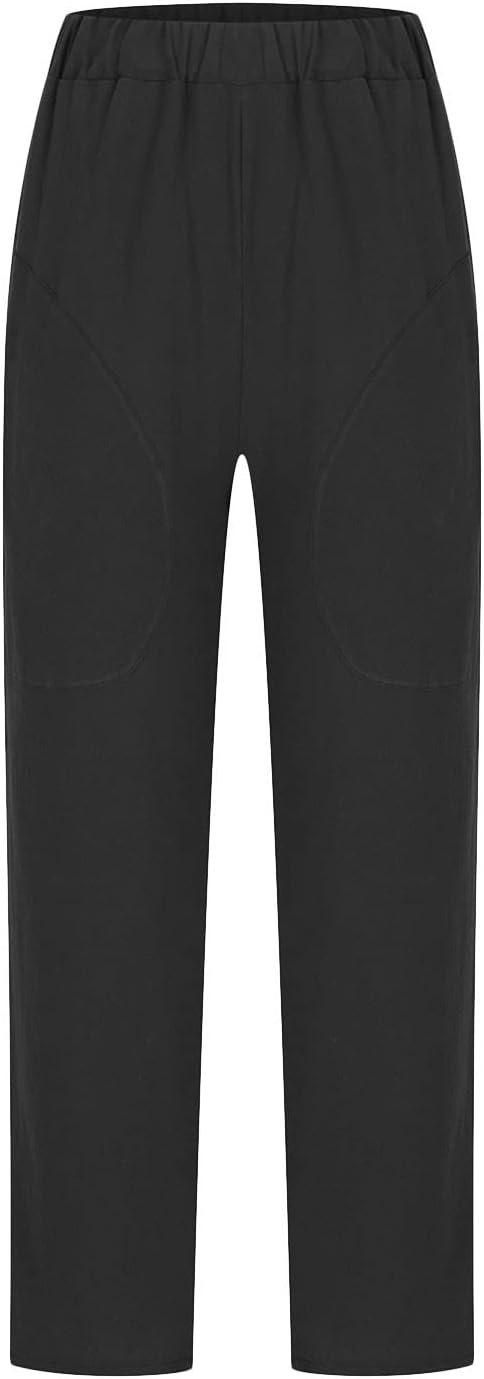 Cotton Linen Women's Casual Trousers Wide Leg Summer Pants
