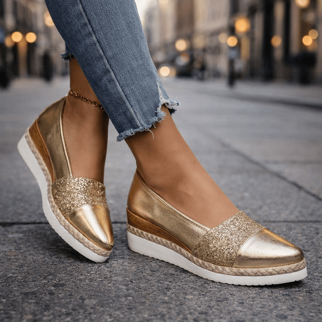 Women's Faux Leather Platform Wedge Loafers Slip On Shoes