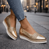 Women's Faux Leather Platform Wedge Loafers Slip On Shoes