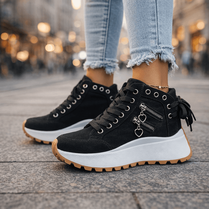 Women's Leather High-Top Platform Sneakers