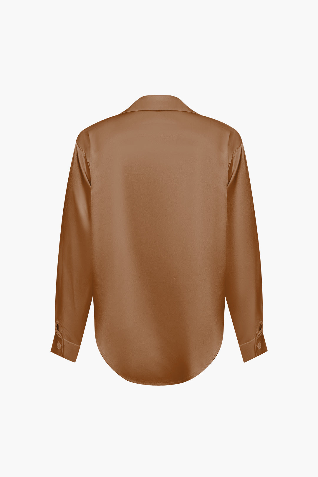 Women's Satin Long-Sleeve Blouse Elegant Silk-Feel Button-Down Shirt