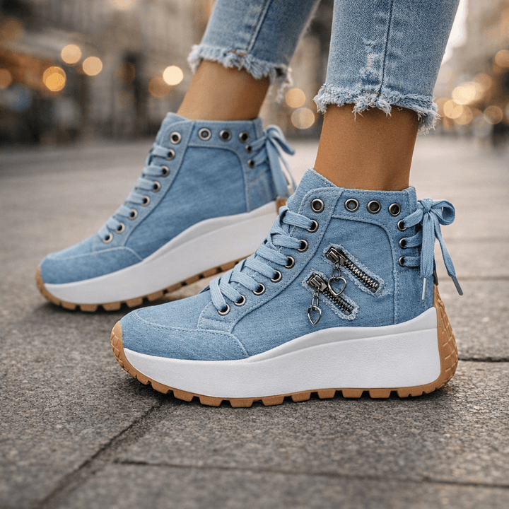 Women's Leather High-Top Platform Sneakers