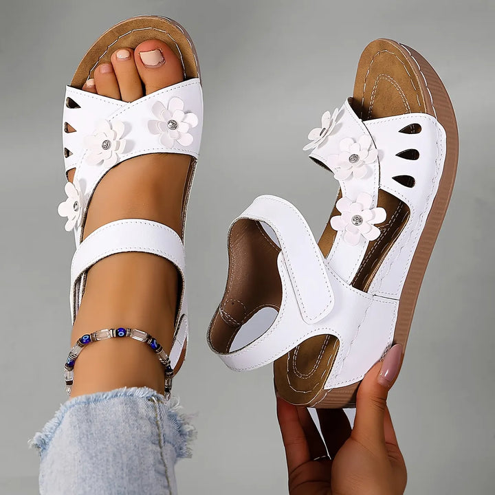 Women's Leather Platform Casual Comfort Wedge Sandals