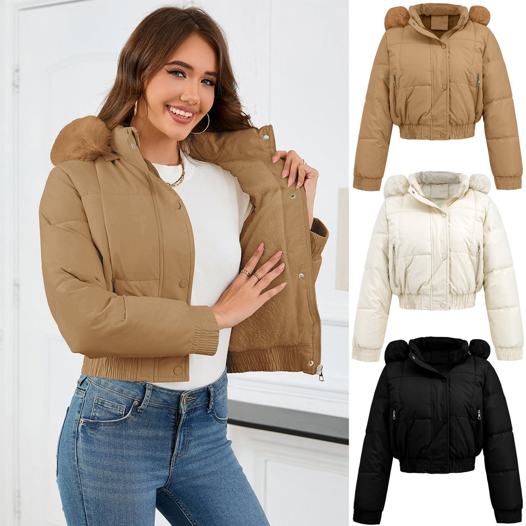 Women’s Fleece-Lined Quilted Puffer Jacket with Fur Hood