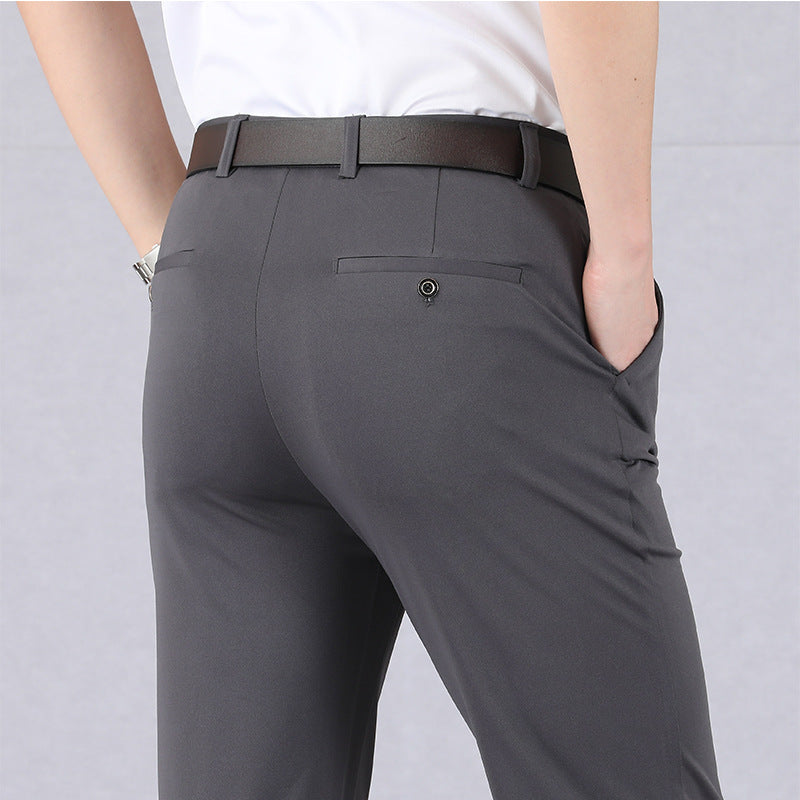 Men's Wool Blend Slim Fit Formal Dress Trousers