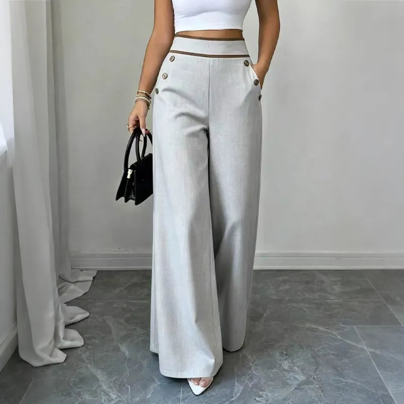 Women's Rayon Blend High Rise Wide Leg Sailor Trousers