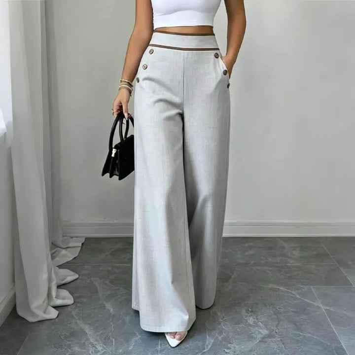 Women's Rayon Blend High Rise Wide Leg Sailor Trousers