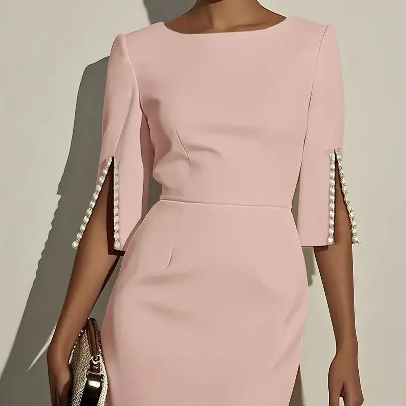 Women's Bodycon Elegant Formal Party Satin Pencil Midi Dress