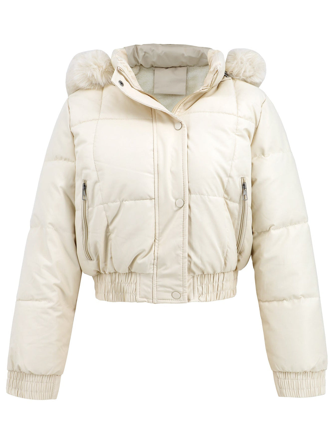 Women’s Fleece-Lined Quilted Puffer Jacket with Fur Hood