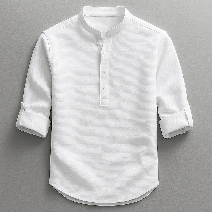 Men's Knit Blend Textured Long Sleeve Henley Shirt