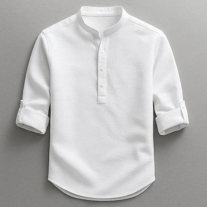 Men's Knit Blend Textured Long Sleeve Henley Shirt