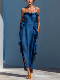 Women's Linen Maxi Dress Long Beach Sundress