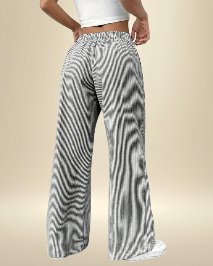 Women’s Linen Blend Wide-Leg Drawstring Trousers