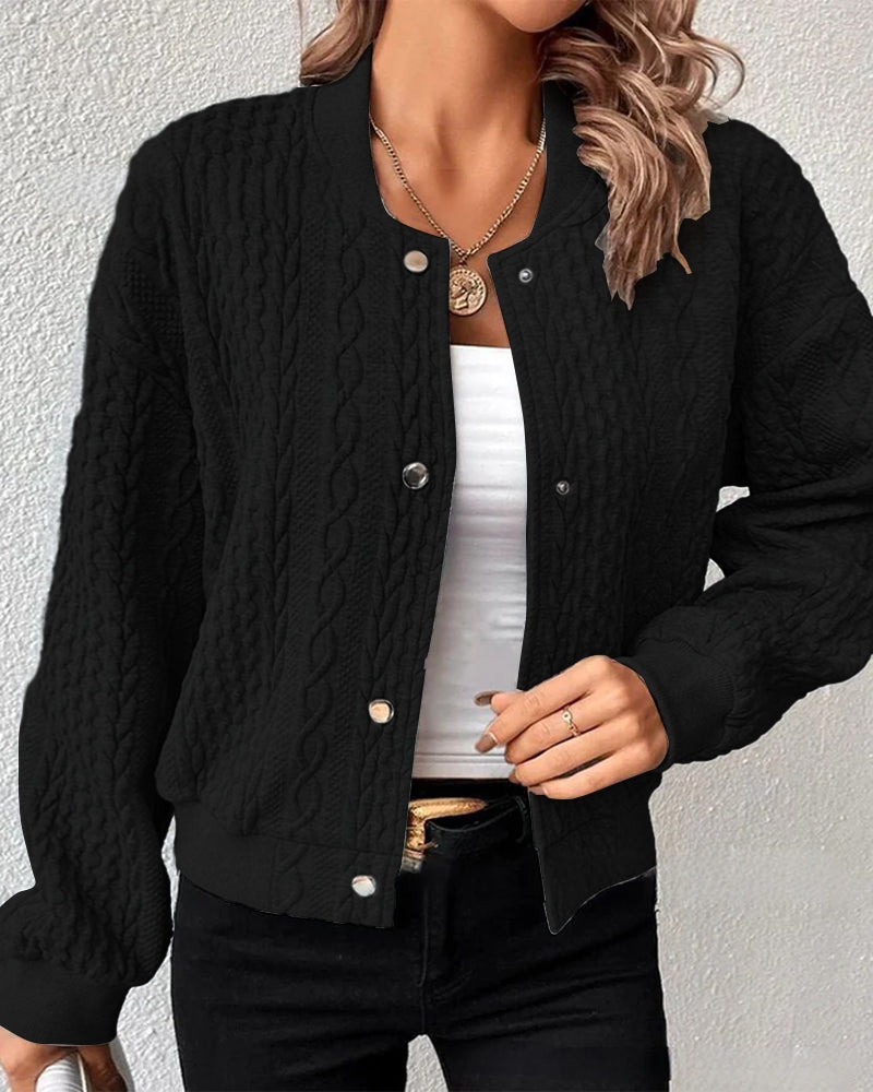 Women's Knit Bomber Jacket Merino Wool Button Up Cardigan Sweater
