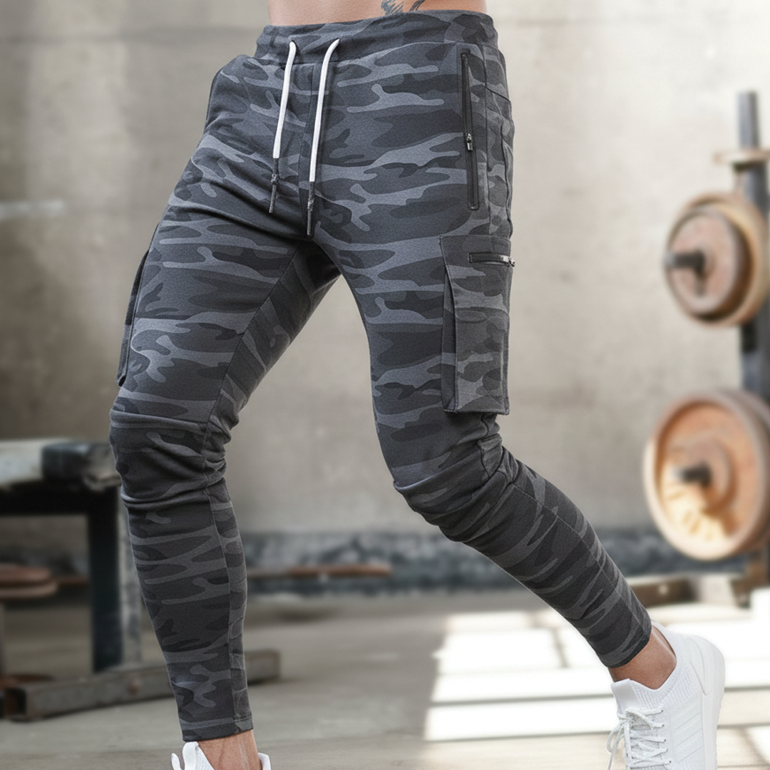 Men's Fleece Cargo Joggers Gym Track Pants