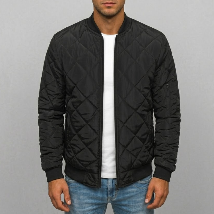 Men's Quilted Fleece Bomber Jacket Premium Transitional Outerwear