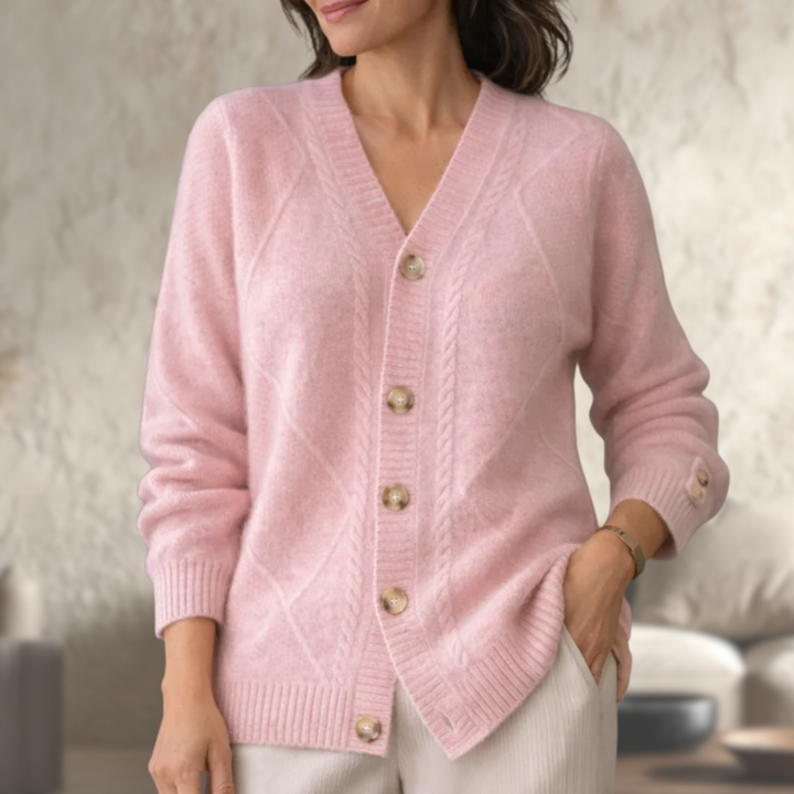 Women’s Wool Knit V-Neck Long-Sleeve Cardigan