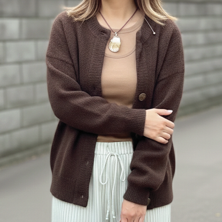 Women's Merino Wool Blend Cardigan Sweater Long Sleeve Tops