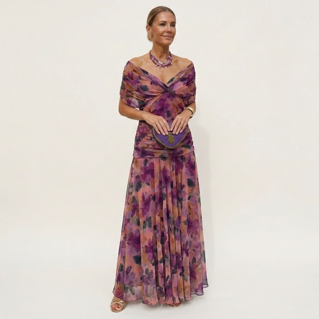 Women's Mesh Off-Shoulder Evening Dress Maxi Gown