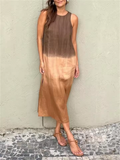 Women's Linen Sleeveless Ombre Maxi Dress